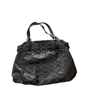 Axcess by Liz Claiborne Black Quilted Tote Shoulder Bag Polka Dot Lining Women’s